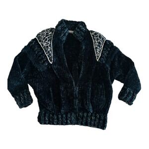 Vintage NORMA Canada Zip Sweater Heavy Woven Boucle Jacket MED RARE 80s‎